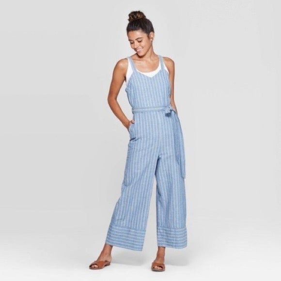 Universal Thread Denim Striped Jumpsuit - Large - Picture 1 of 10